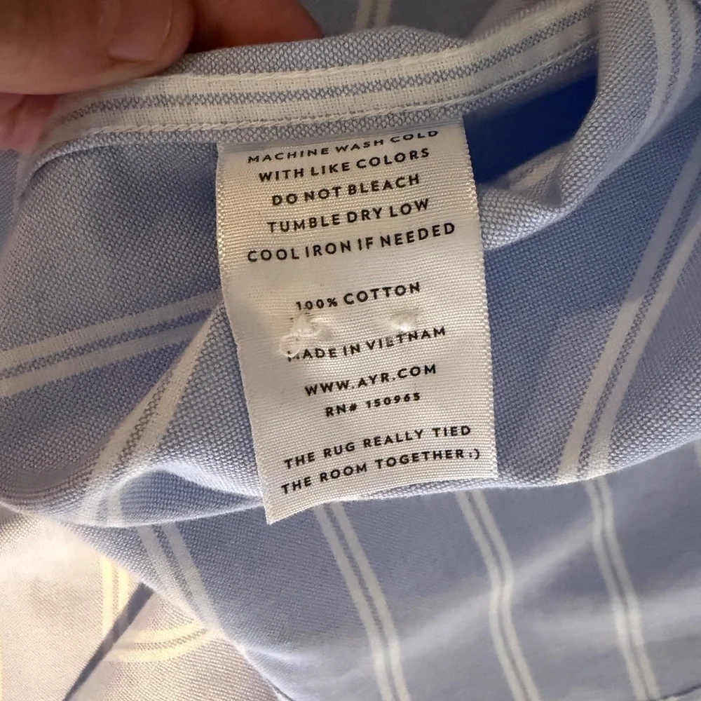 AYR Light Blue and White Striped Button-Down Shirt - Picture 6 of 6